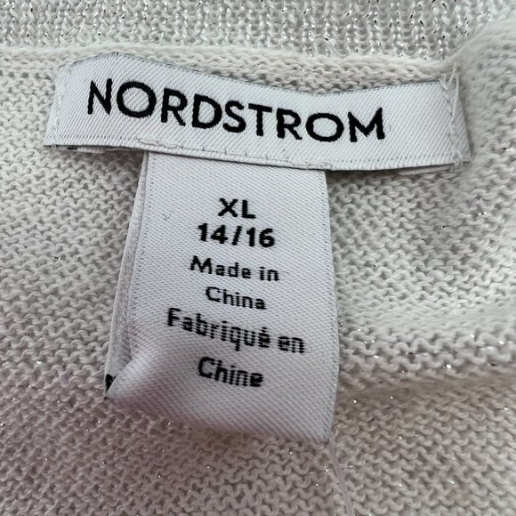Nordstrom Kid Girl Everyday Sparkle Cardigan Ivory Pristine Sparkle XL 14/16 NWT - Picture 6 of 7